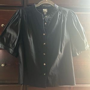 Worthington Balloon Sleeve Black Top